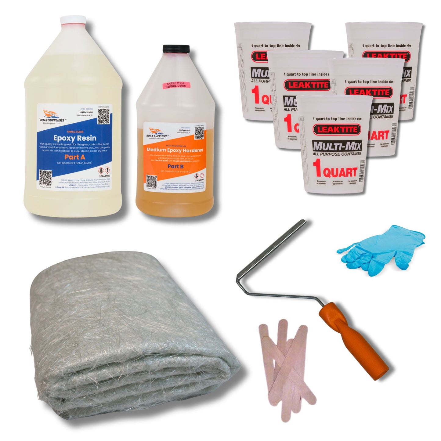 1708 Fiberglass Repair Kit – 5 Yards with Marine Epoxy & Tools