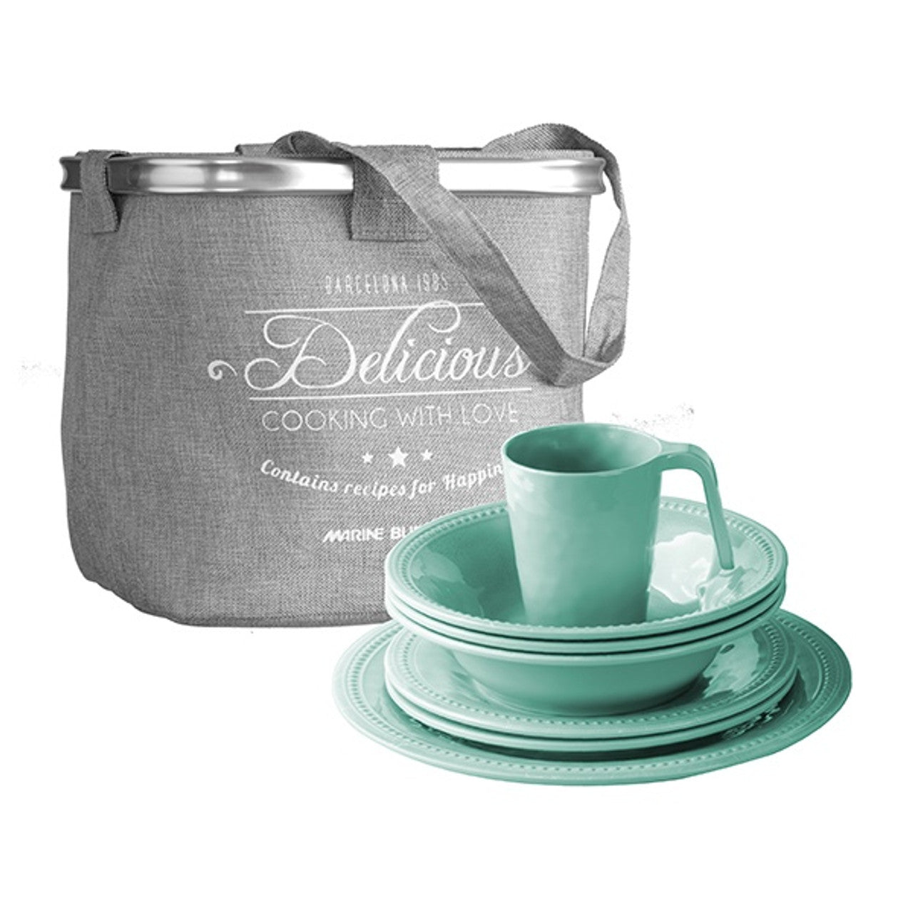 Harmony Aqua 24 Piece Melamine Tableware Set