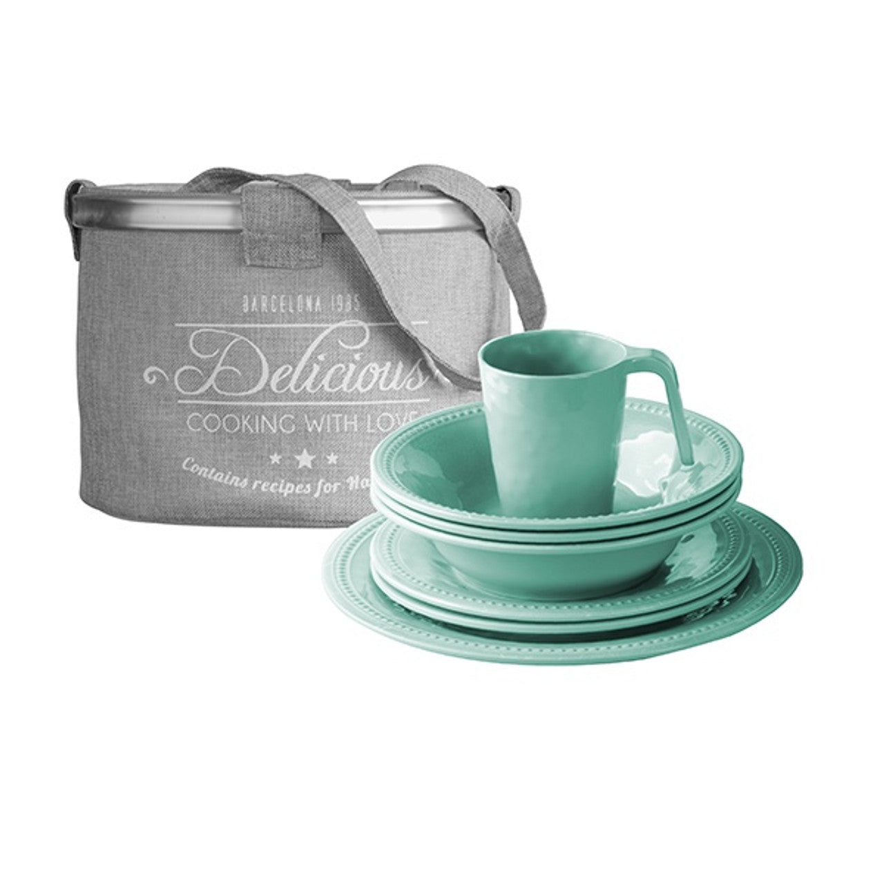 Harmony Aqua 16 Piece Melamine Tableware Set