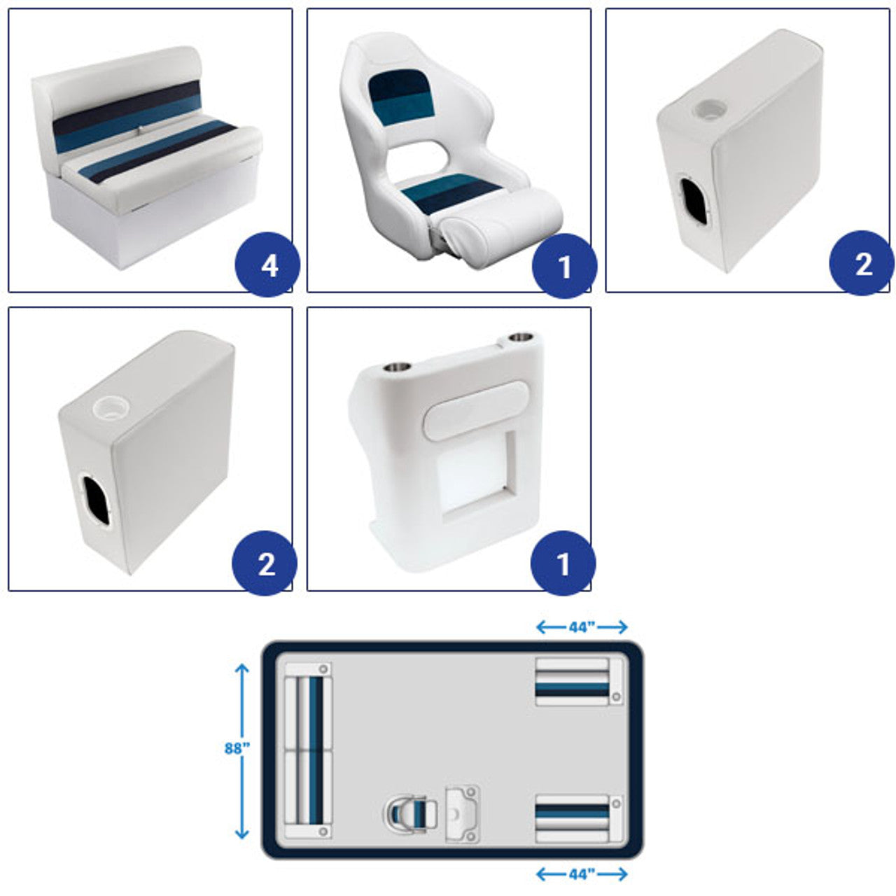 Conjunto de muebles de pontón tradicional Wise Deluxe de 18'-22'