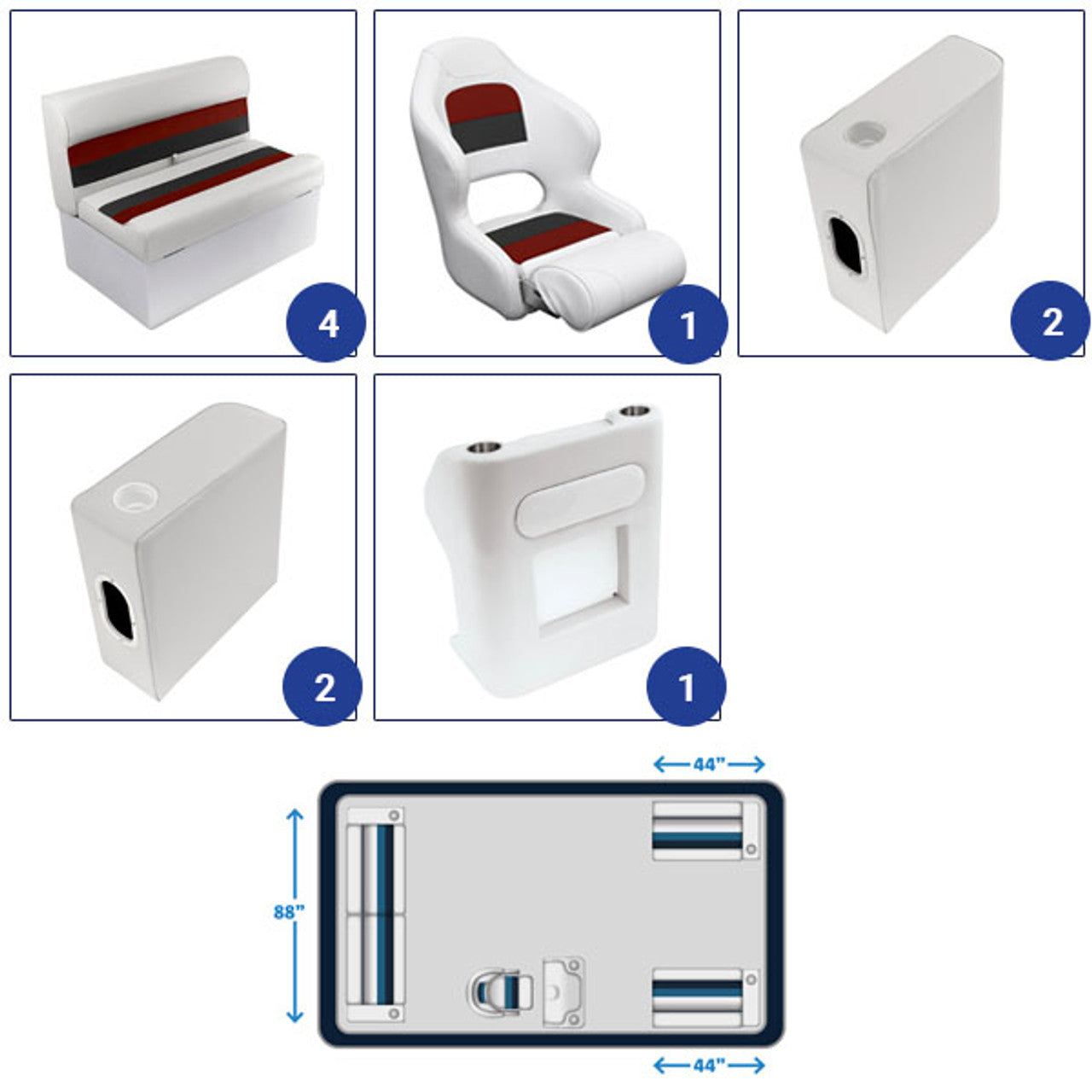 Conjunto de muebles de pontón tradicional Wise Deluxe de 18'-22'
