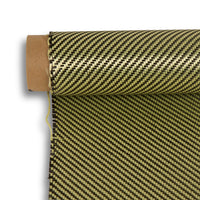 5.5oz Carbon/Kevlar® Hybrid Fabric 2×2 Twill Weave (Black/Yellow) - 1st Quality