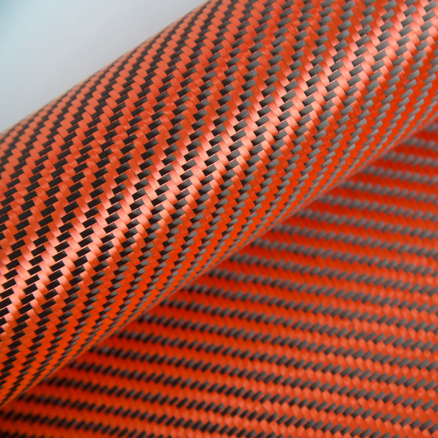 5.5oz Carbon/Kevlar® Hybrid Fabric 2×2 Twill Weave (Black/Red) - 1st Quality