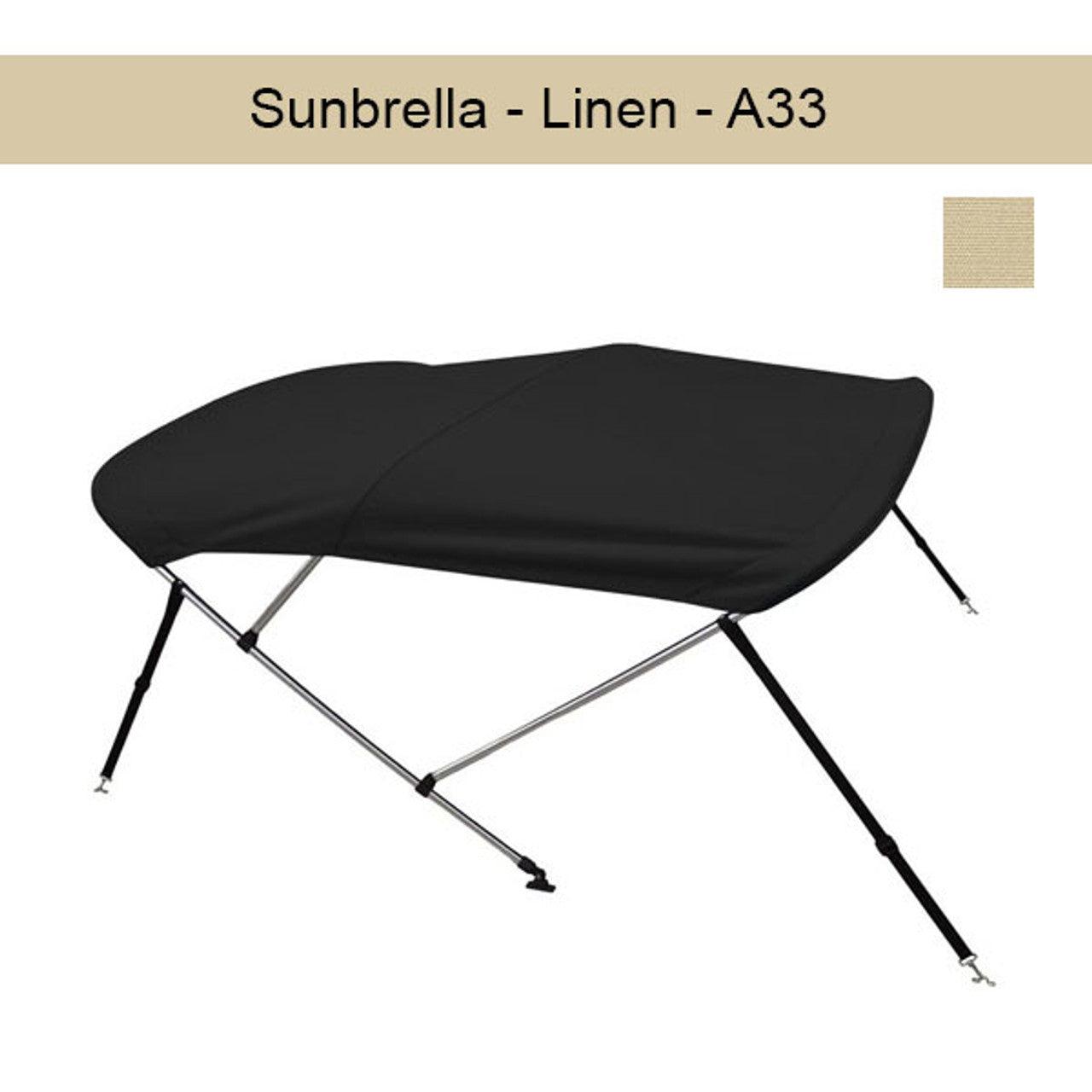 Premium Sunbrella Boat Bimini Top 6'L x 54"H x 79"-84"W