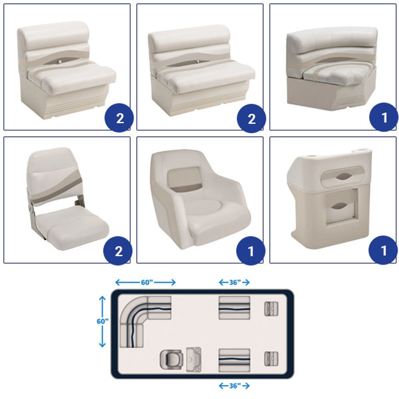 Ensemble de meubles pour ponton de pêche Wise Premier Pontoon 20-22'+