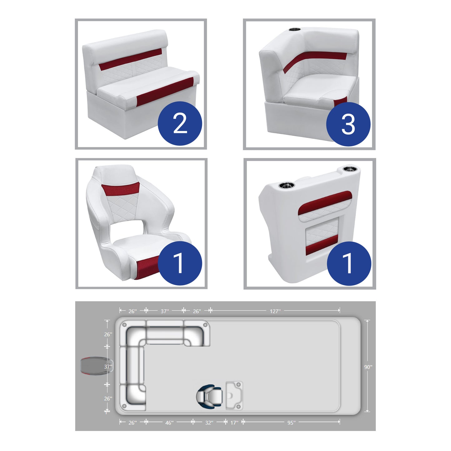 Wise Deluxe Rear "L" Pontoon Furniture Set