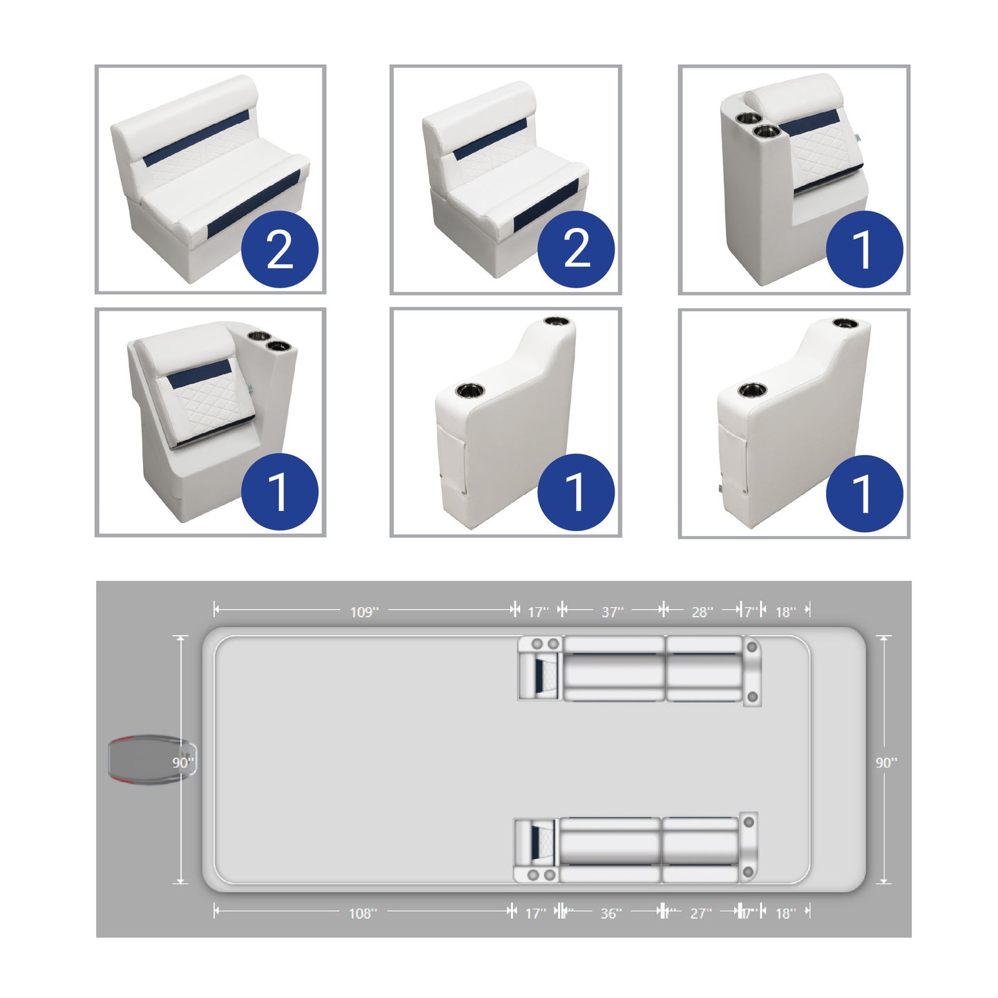 Wise DLX Front Lounge Pontoon Furniture Set