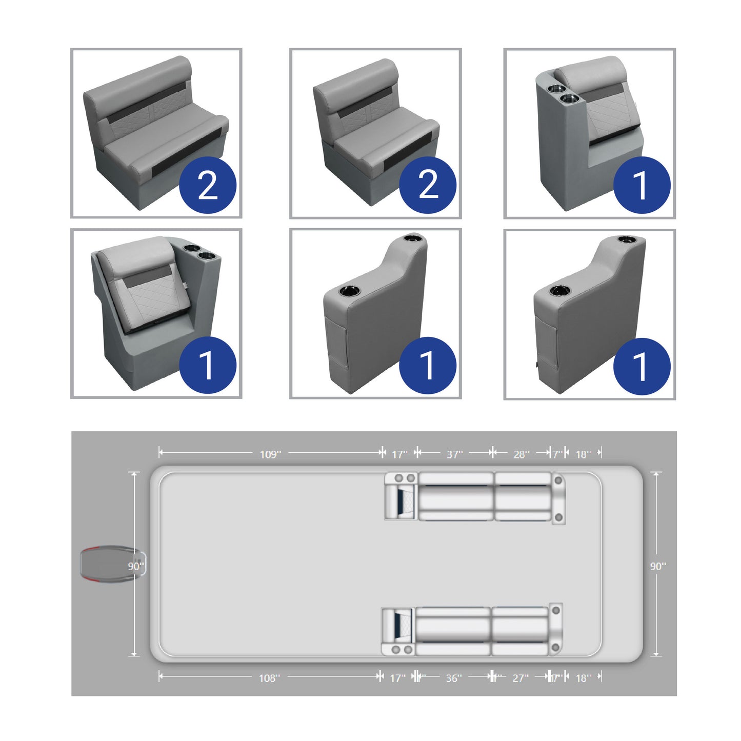 Wise DLX Front Lounge Pontoon Furniture Set