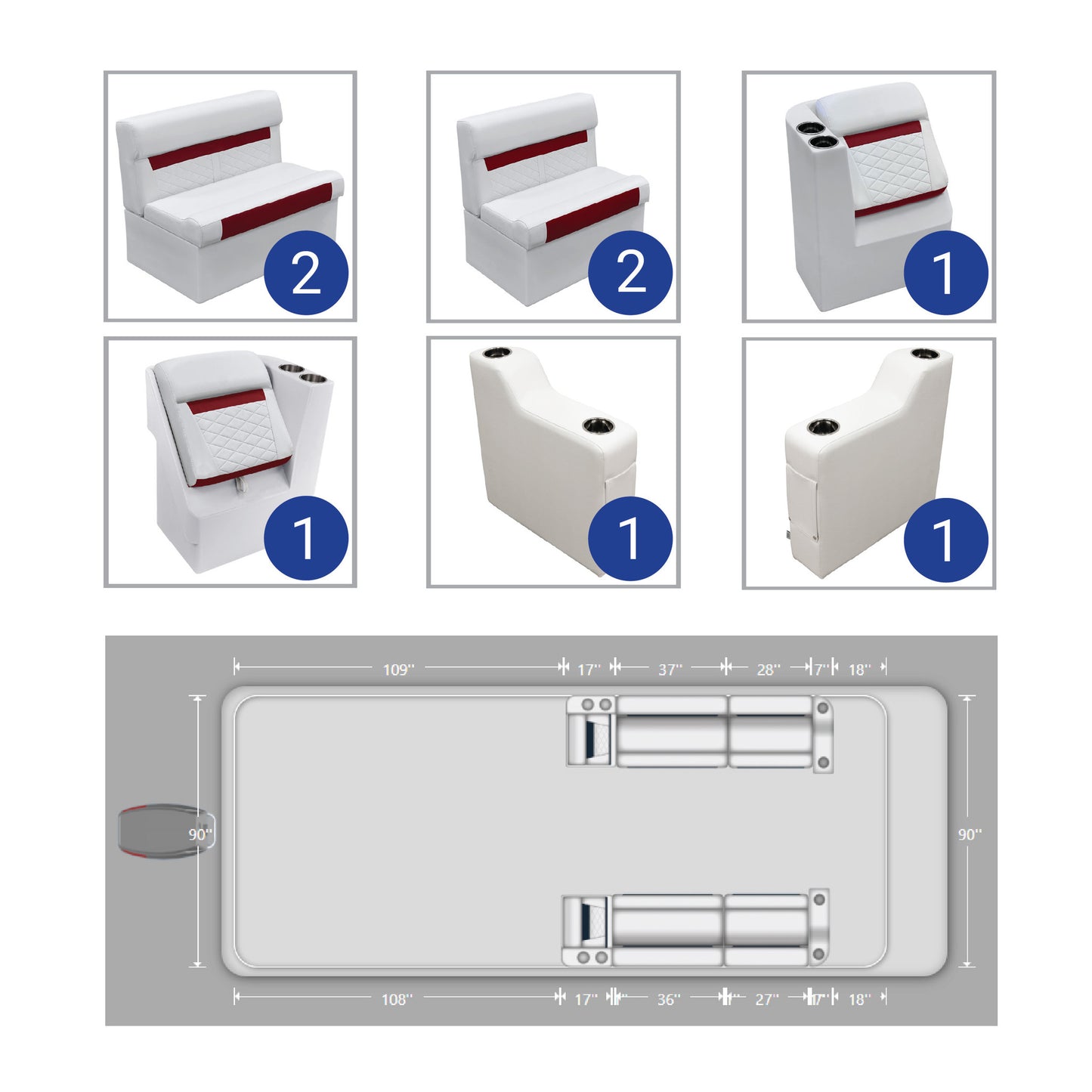 Wise DLX Front Lounge Pontoon Furniture Set