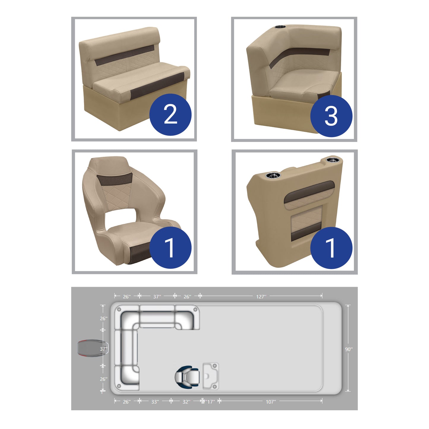 Ensemble de meubles de ponton arrière Wise DLX L