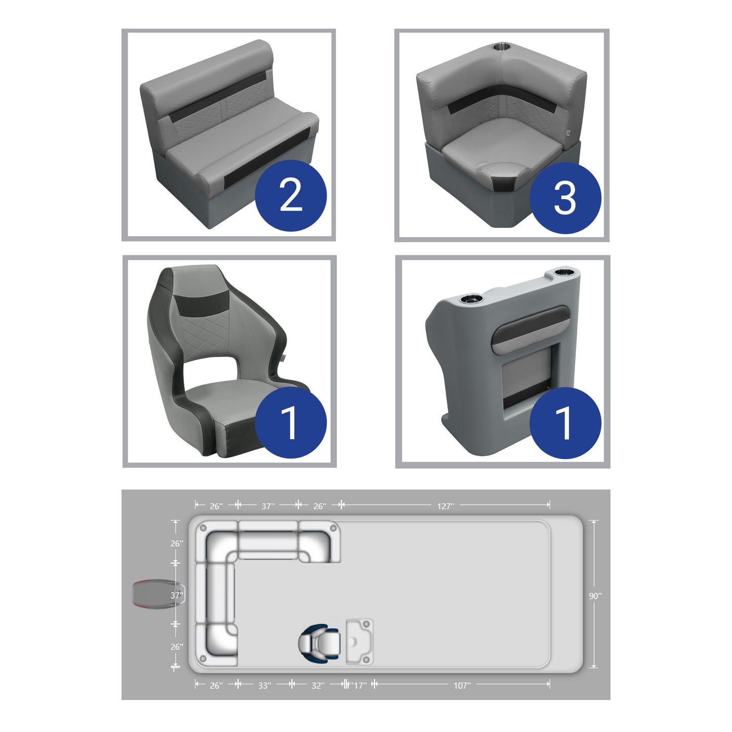 Ensemble de meubles de ponton arrière Wise DLX L