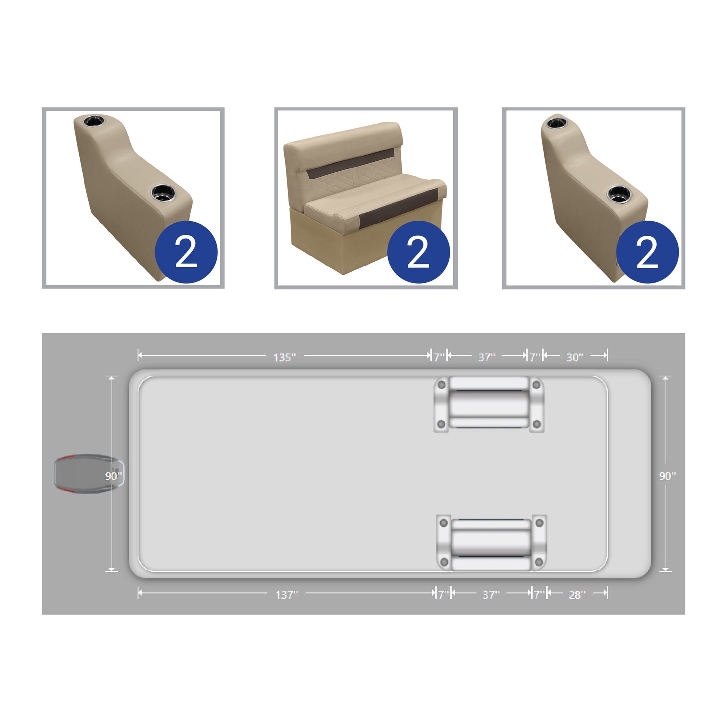 Ensemble de meubles de ponton Wise DLX Front Sofa