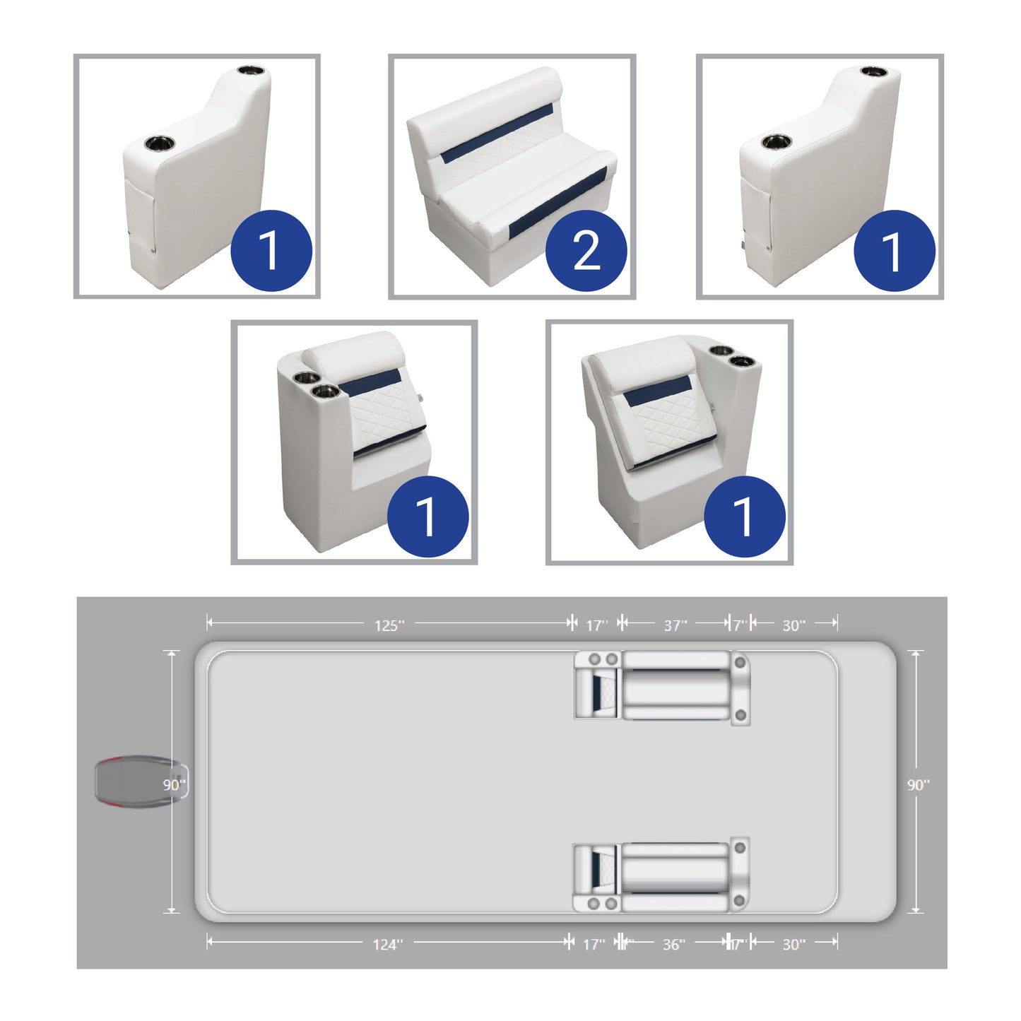 Wise DLX Couch & Leanback Pontoon Furniture Set