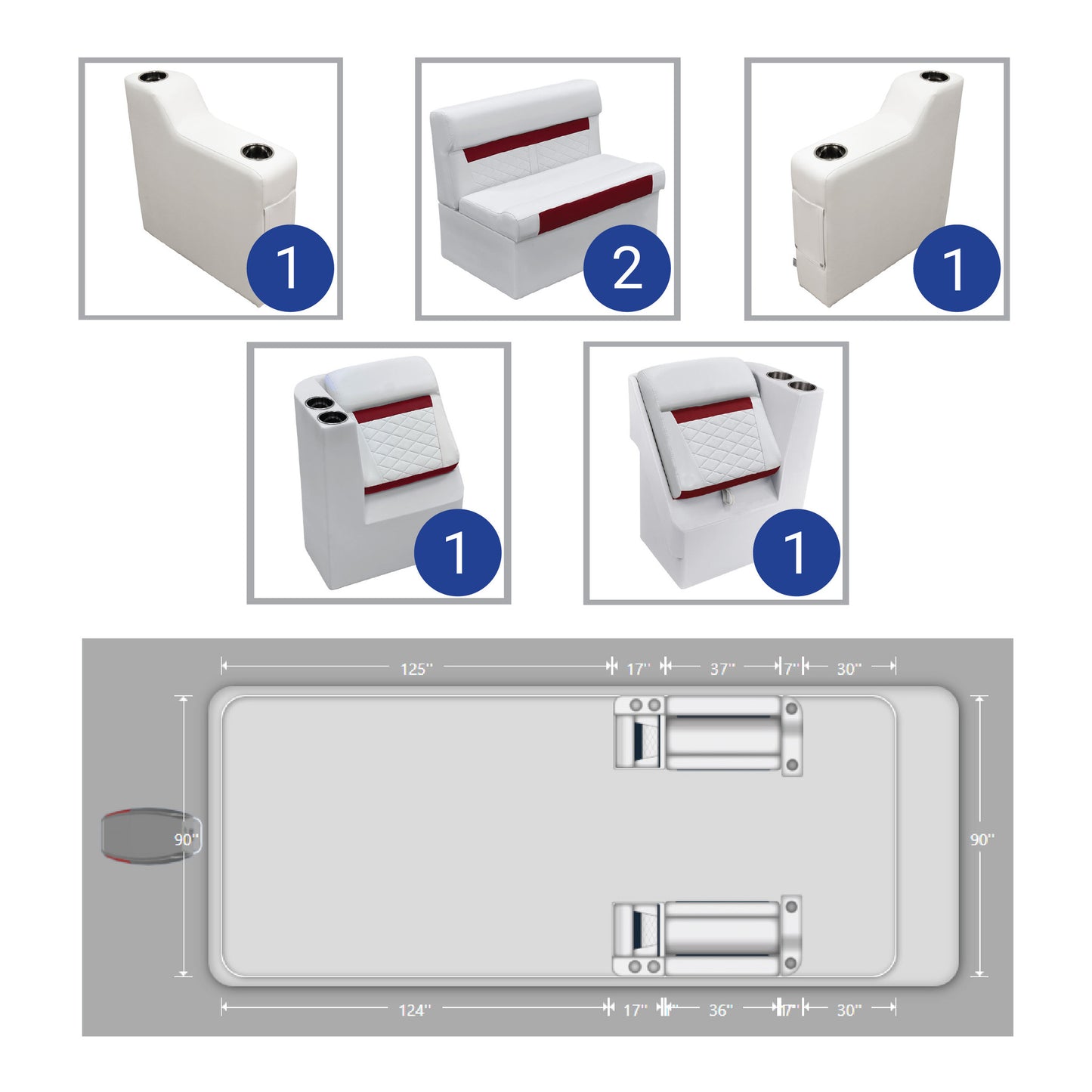 Wise DLX Couch & Leanback Pontoon Furniture Set