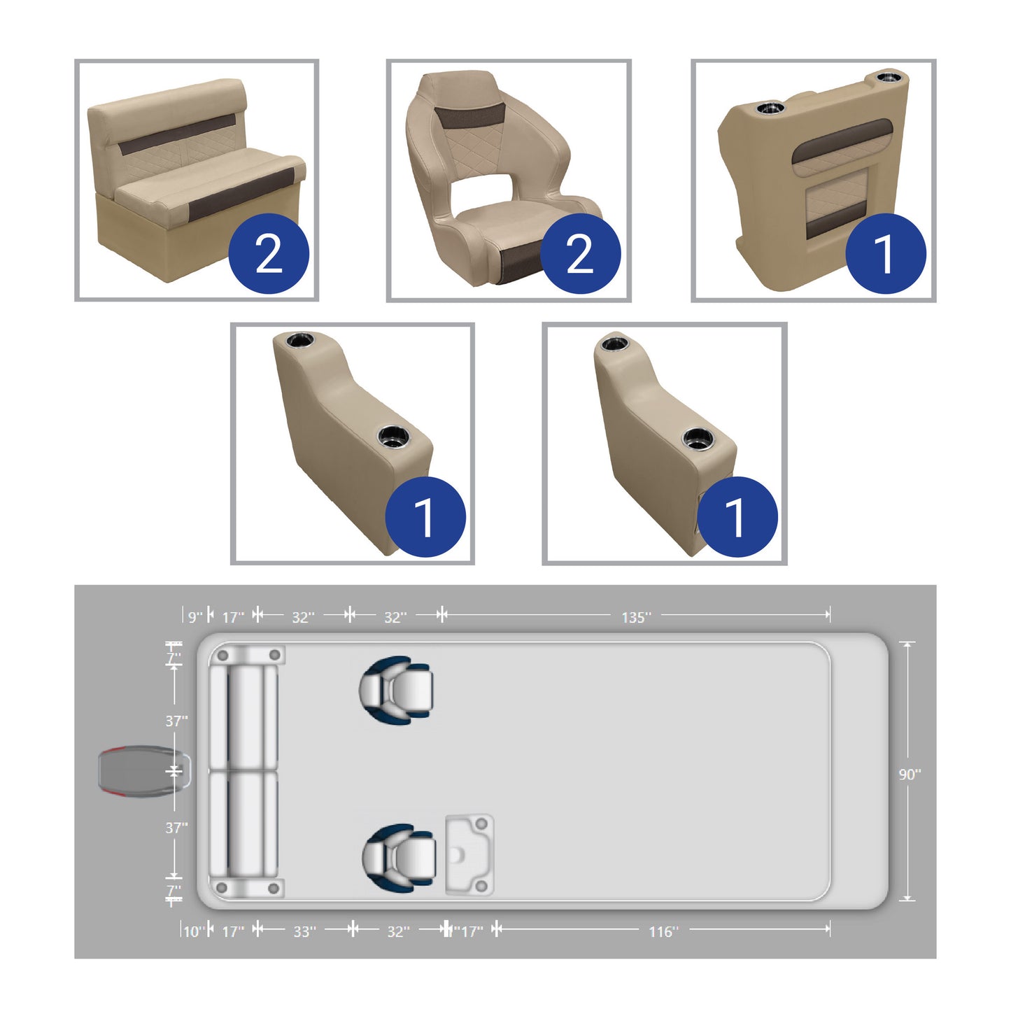 Banquette arrière Wise DLX et siège de ponton à deux baquets
