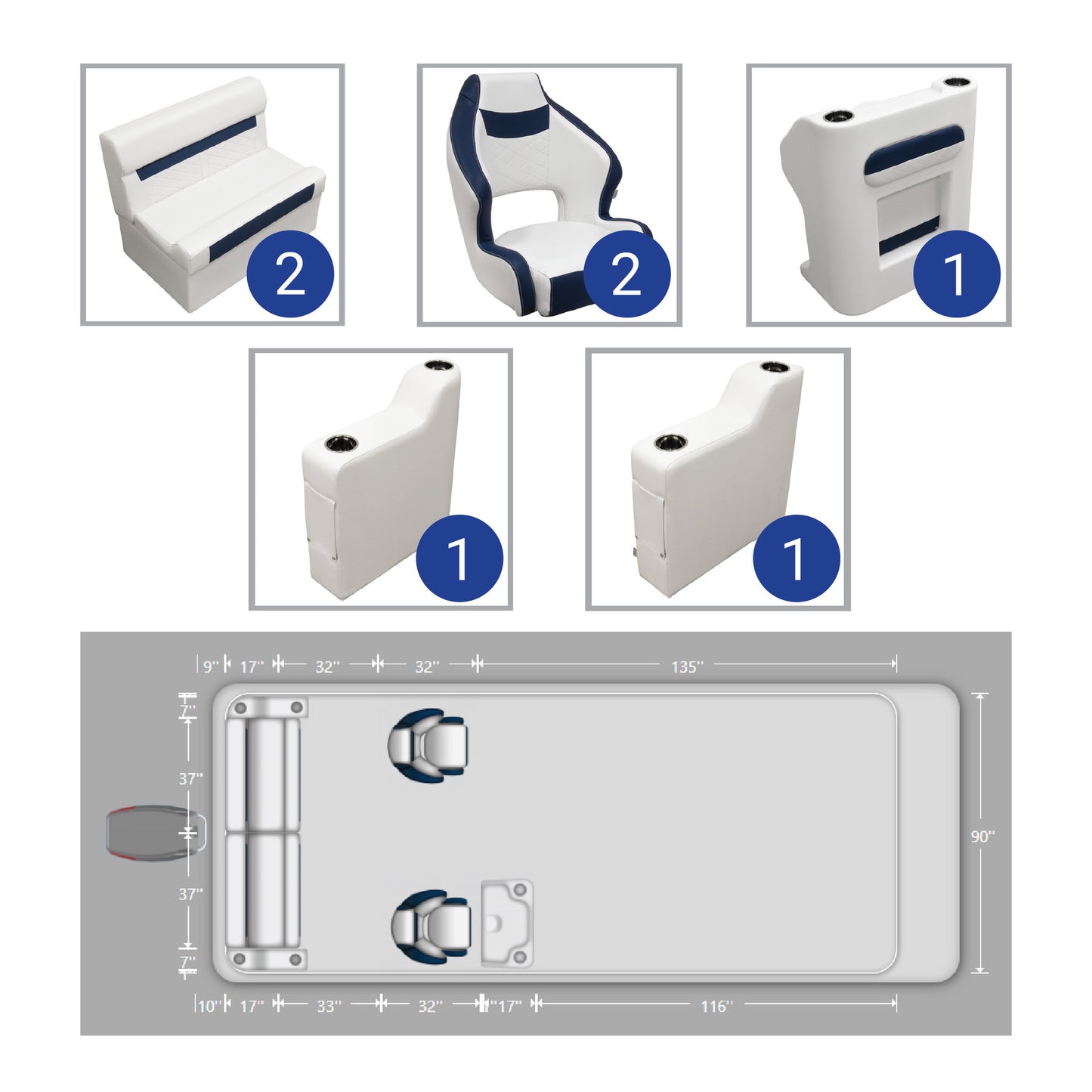 Banquette arrière Wise DLX et siège de ponton à deux baquets
