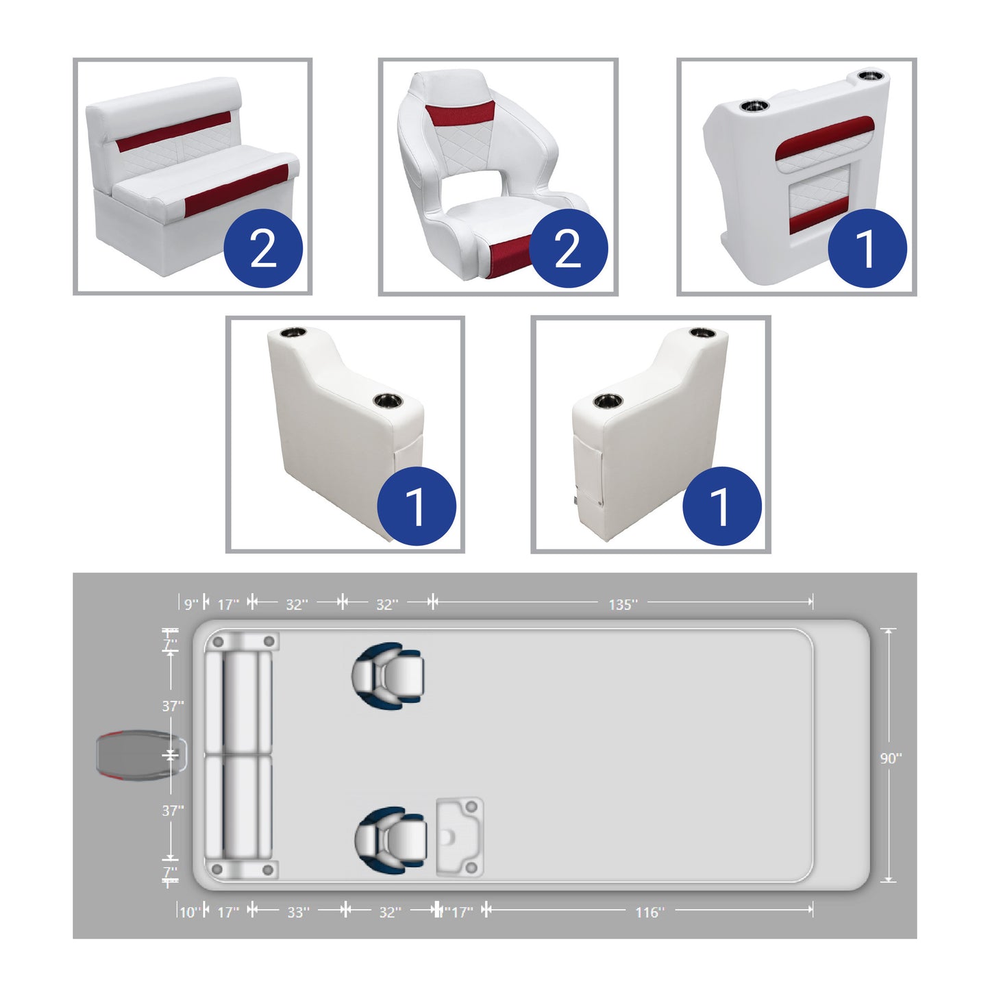 Banquette arrière Wise DLX et siège de ponton à deux baquets