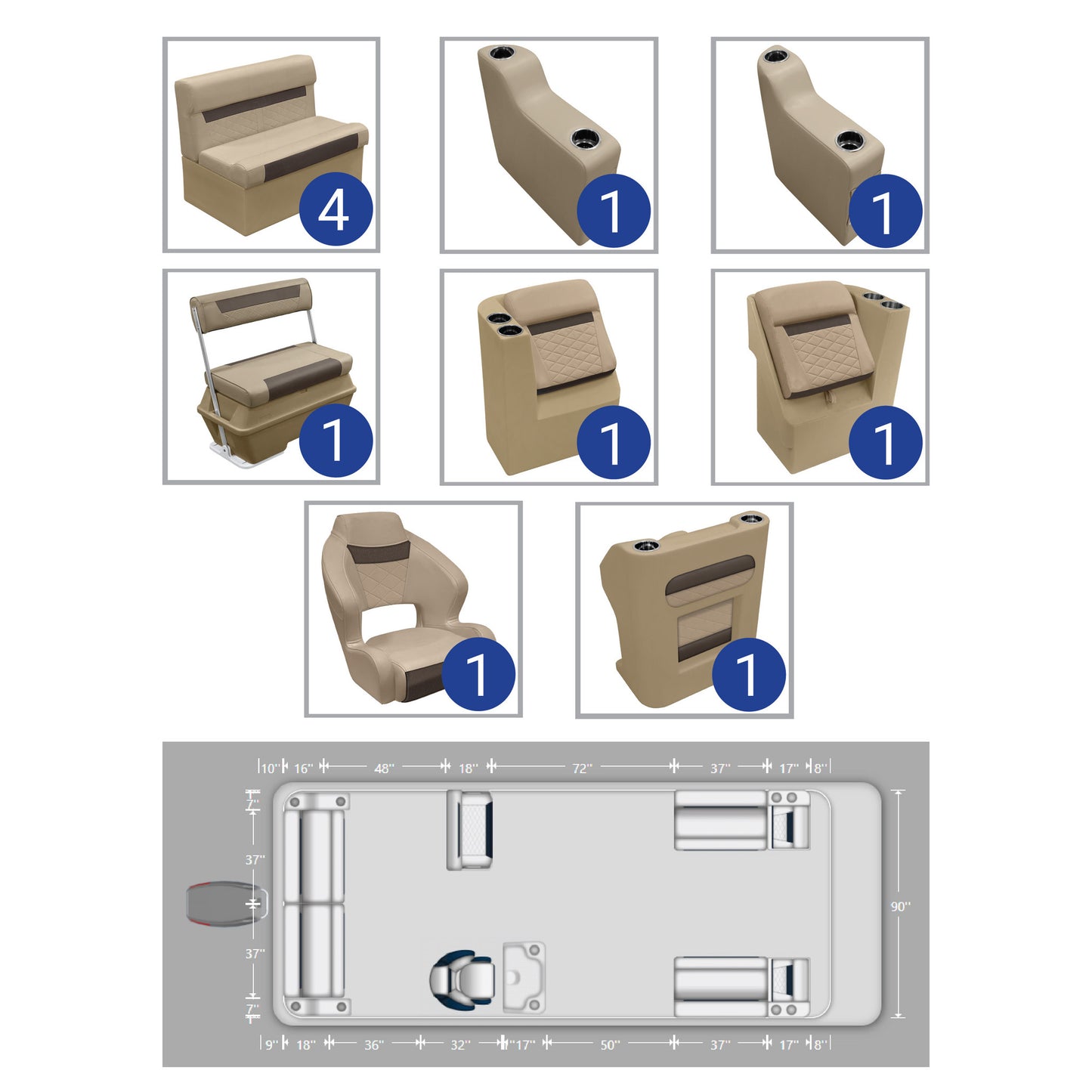 Ensemble de meubles de ponton complet Wise DLX 18'-22' Swingback
