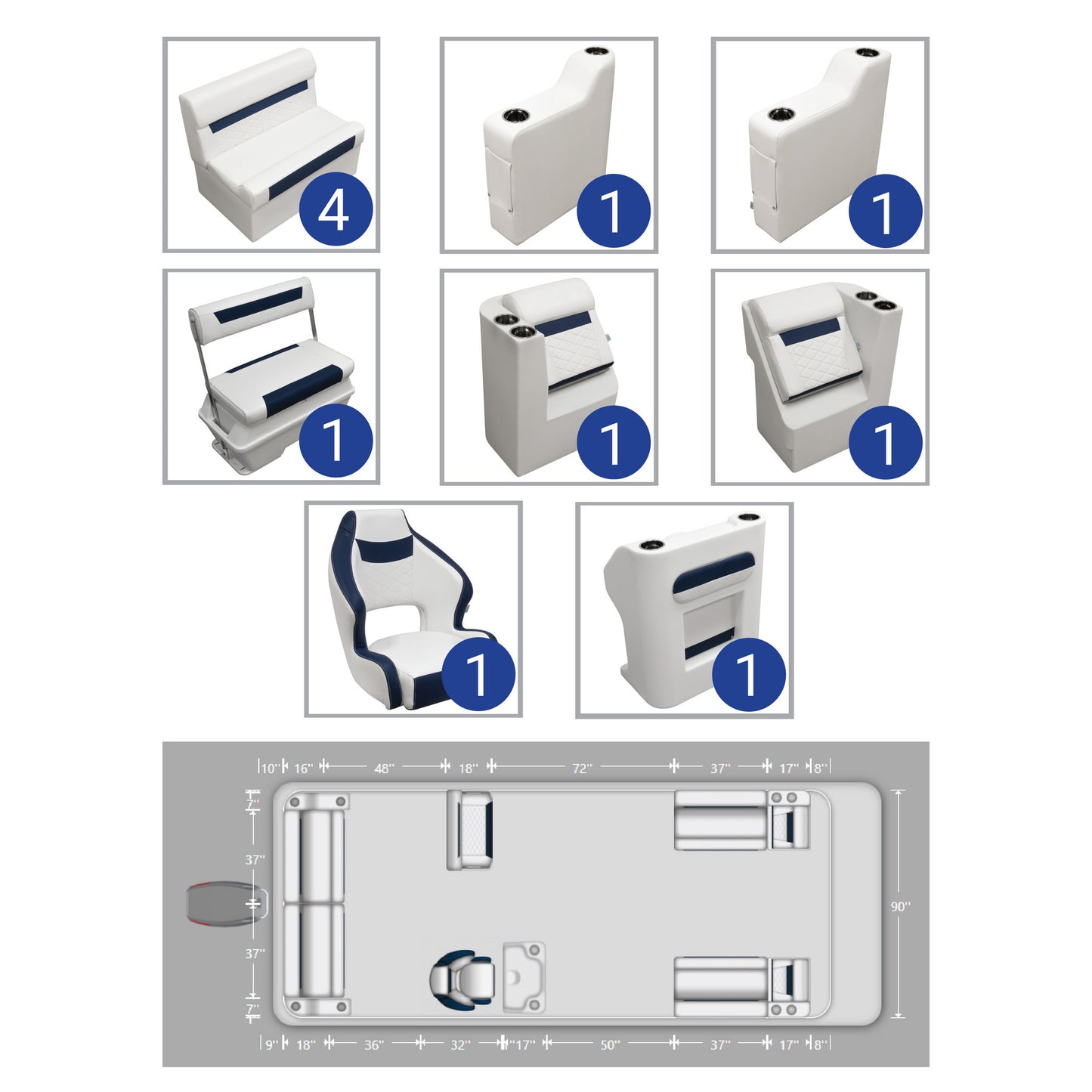 Ensemble de meubles de ponton complet Wise DLX 18'-22' Swingback