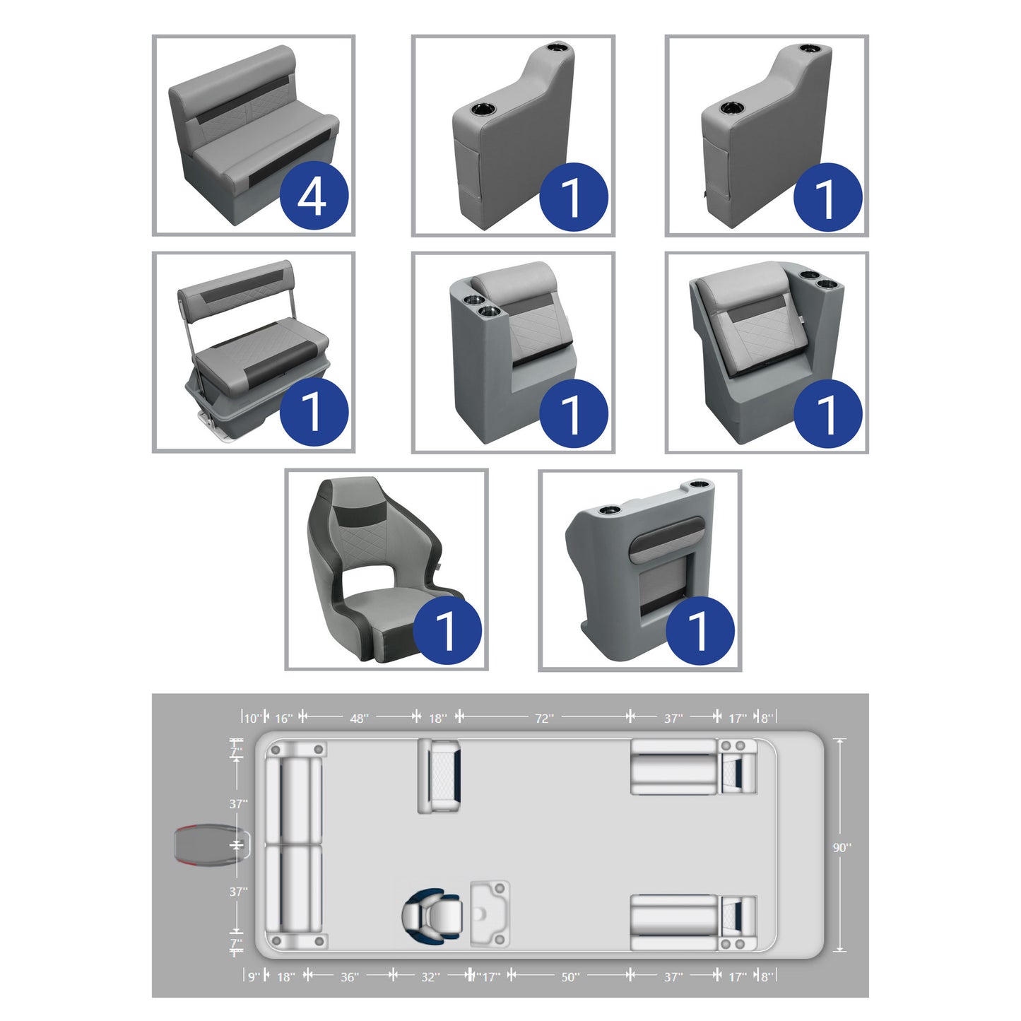 Ensemble de meubles de ponton complet Wise DLX 18'-22' Swingback