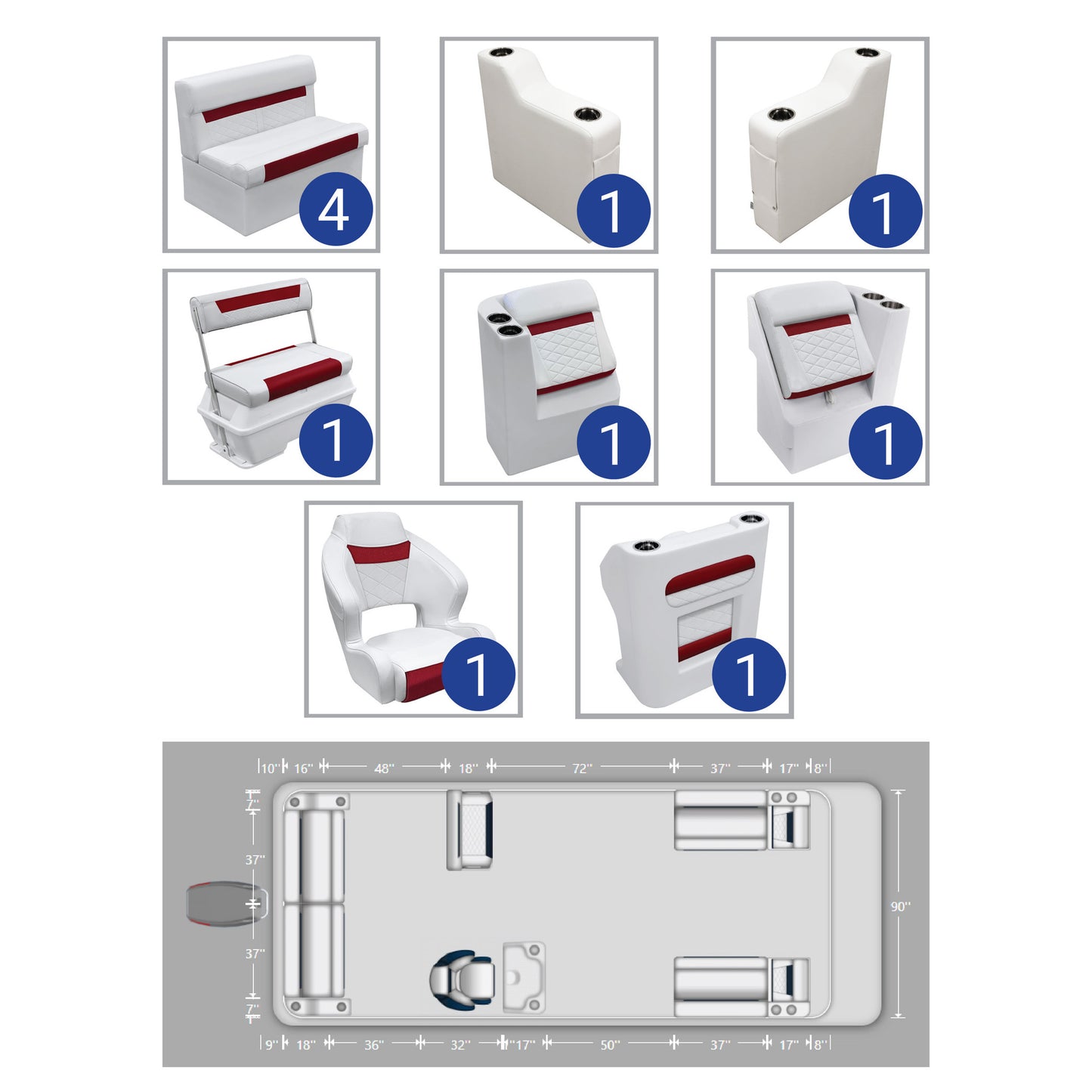 Ensemble de meubles de ponton complet Wise DLX 18'-22' Swingback