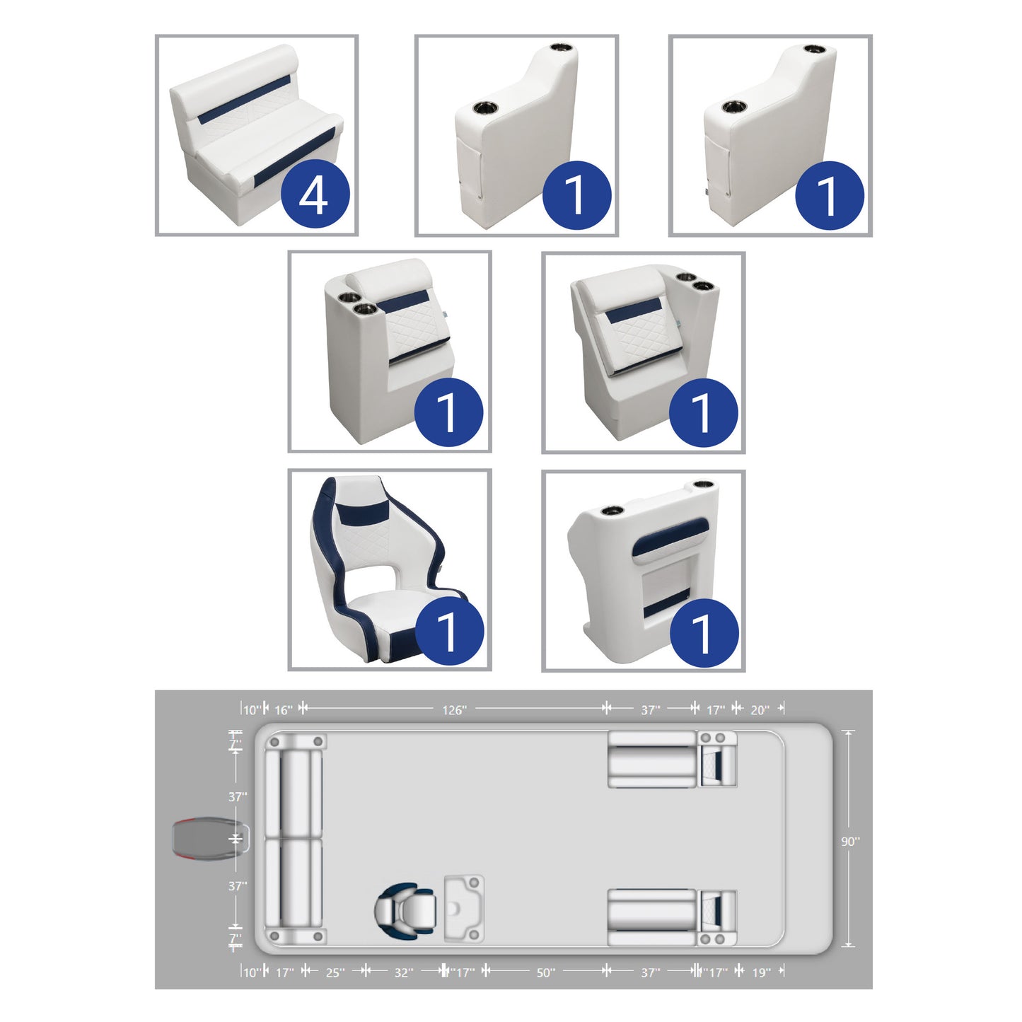 Wise DLX 18'-22' Full Pontoon Furniture Set