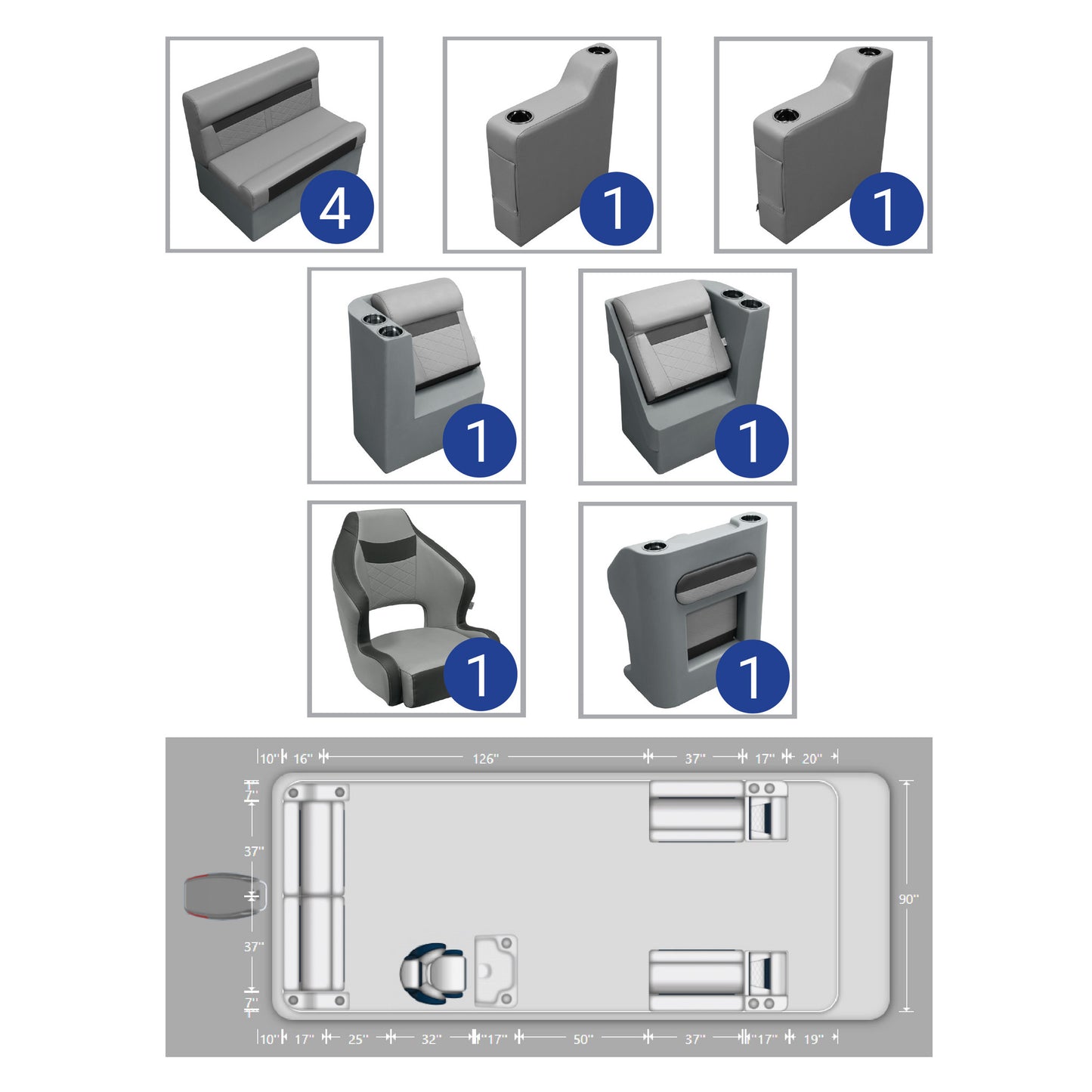 Wise DLX 18'-22' Full Pontoon Furniture Set