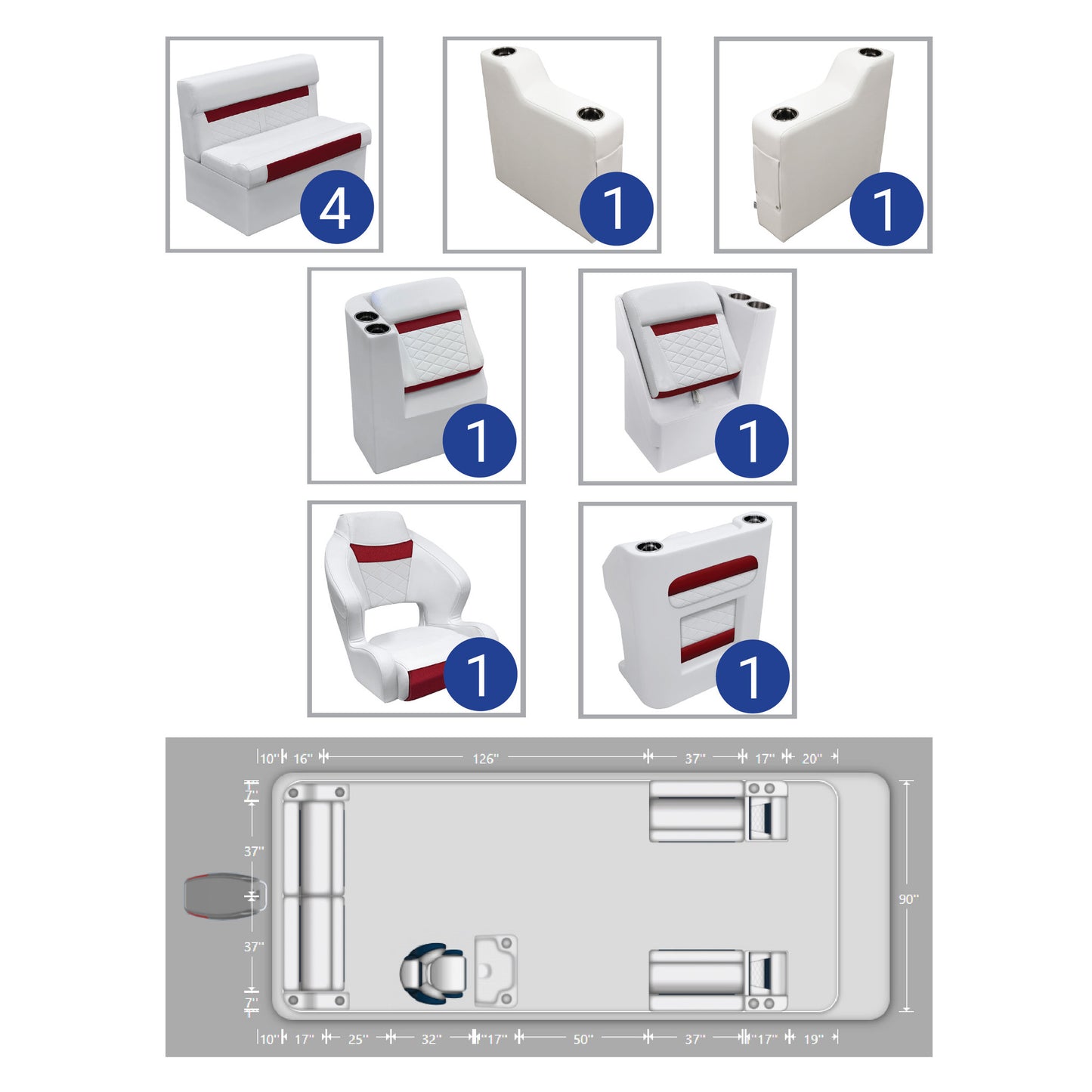 Wise DLX 18'-22' Full Pontoon Furniture Set