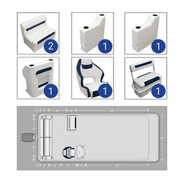 Ensemble de banquette arrière, console et mobilier de ponton pivotant Wise DLX