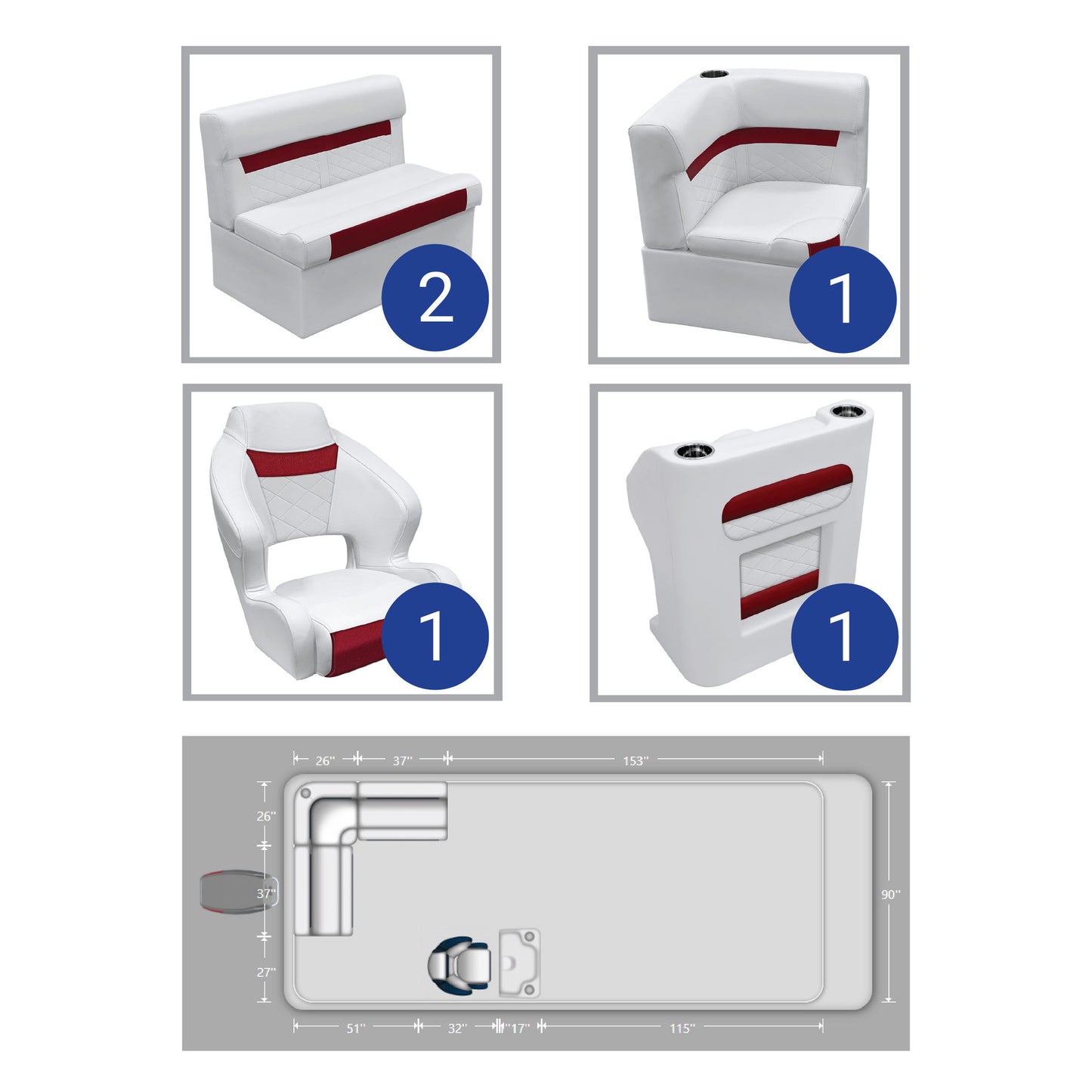 Ensemble de meubles de ponton arrière Wise DLX Small L