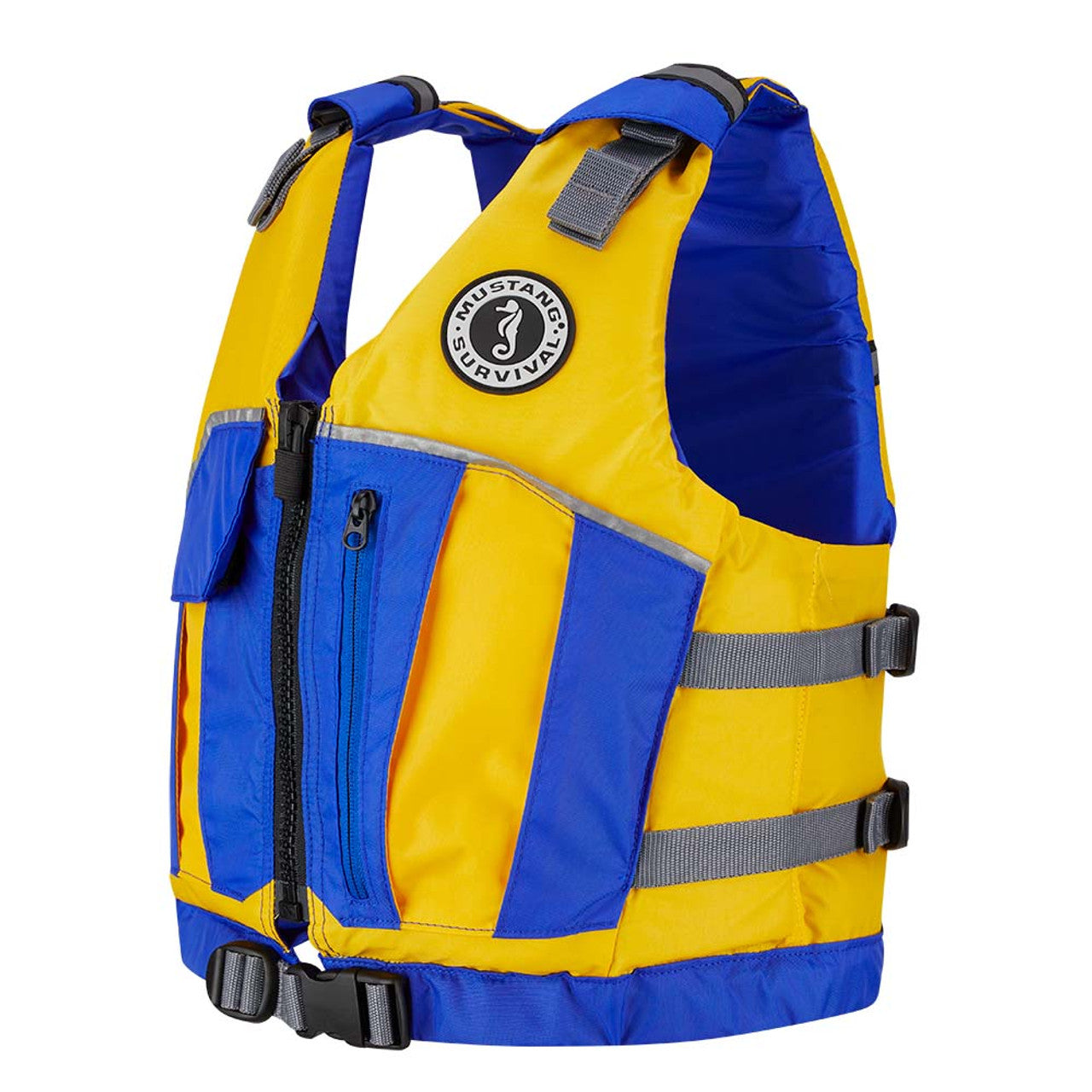 Mustang MV7030-220-0-216 Youth Reflex Foam Vest - Yellow/Royal Blue - 55-88lbs