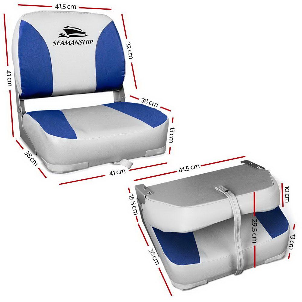 Ensemble de 2 sièges de bateau pivotants et pliables - Gris et bleu