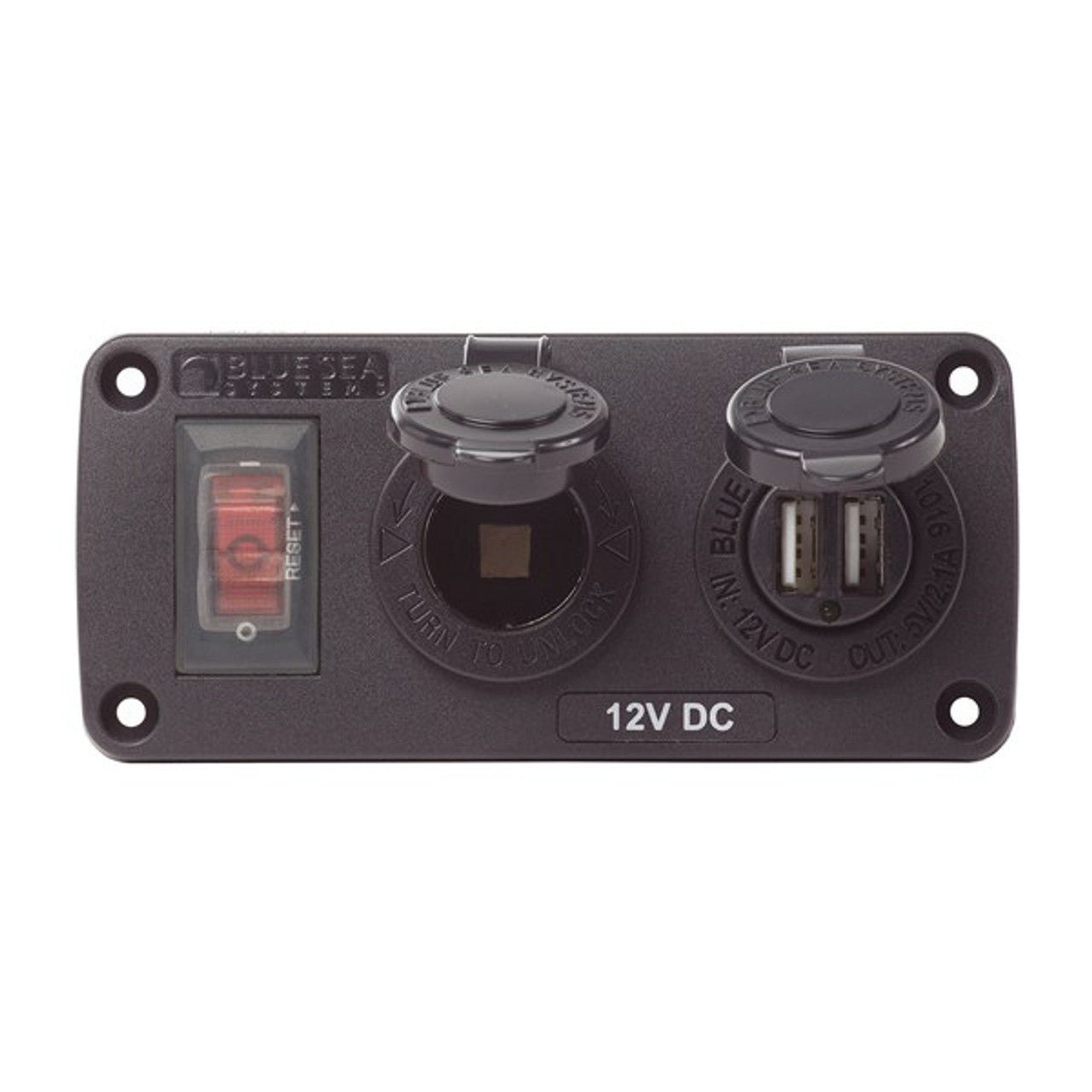 Blue Sea Dual USB Accessory Panel w/ Socket