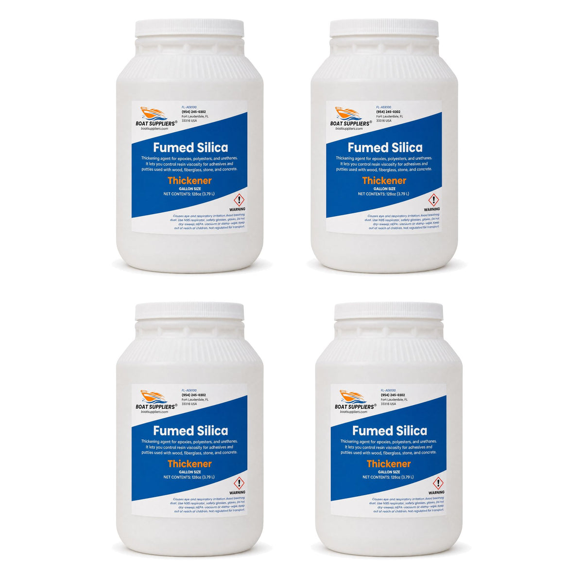 4 Gallon case of Boat Suppliers Aerosil 200 fumed silica thickener, four 1 gallon jars