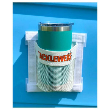 No Drill Cup Holder Hook/Loop Adhesive Pouch - White