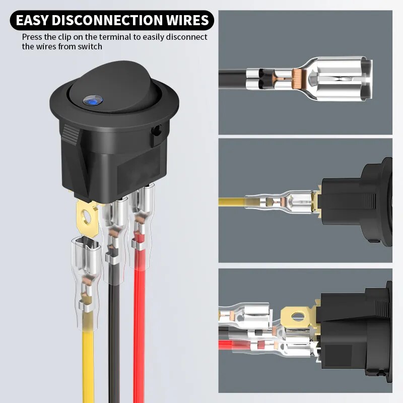 Interrupteur à bascule rond à 3 broches DaierTek 12 V 4 pièces