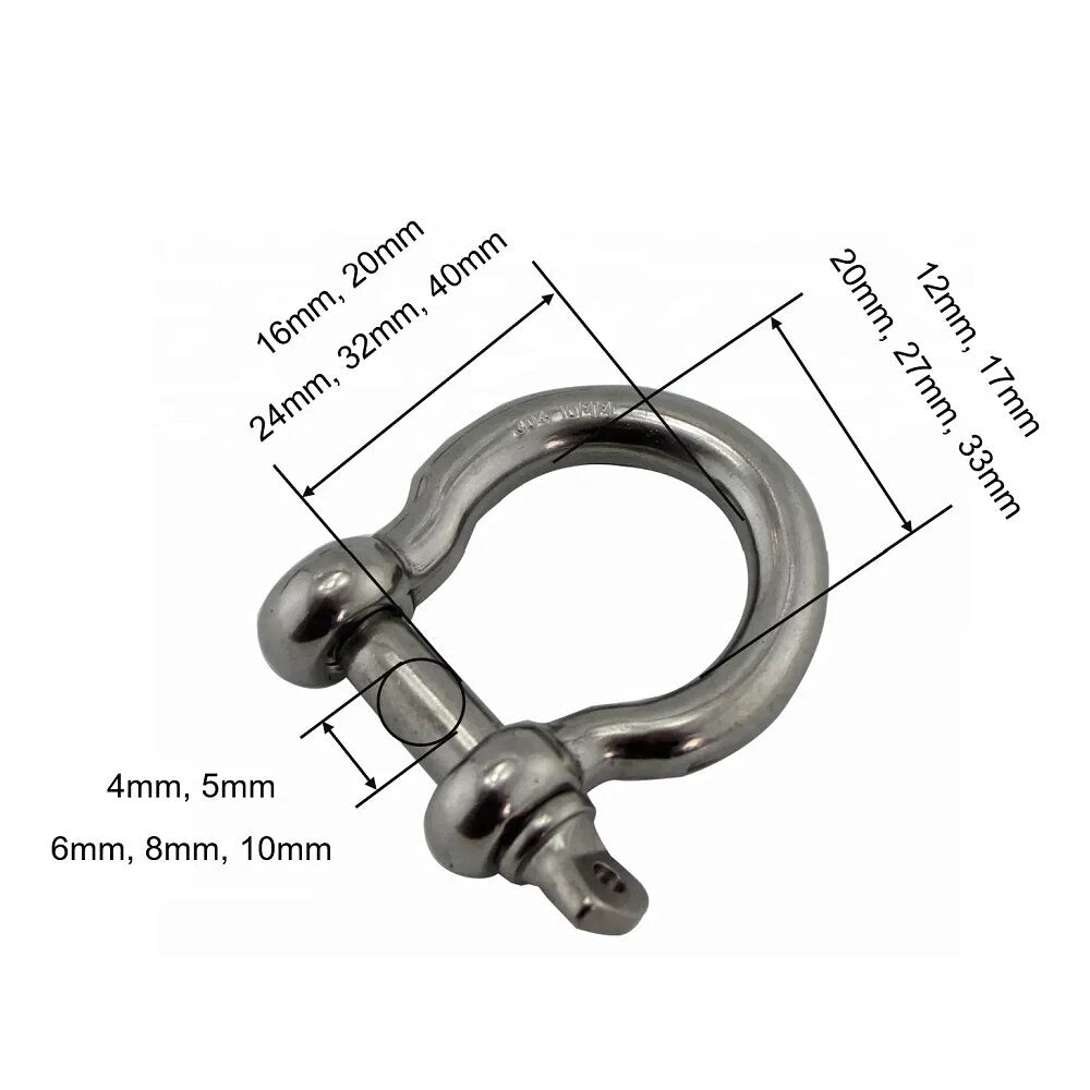 1 manille d'ancrage de sécurité en acier inoxydable 304 de 4 mm, 5 mm, 6 mm