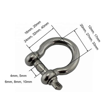 1 manille d'ancrage de sécurité en acier inoxydable 304 de 4 mm, 5 mm, 6 mm