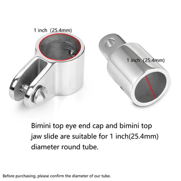 Kit de fixation pour toit Bimini, pour tube rond de 25 mm de diamètre extérieur, bateau