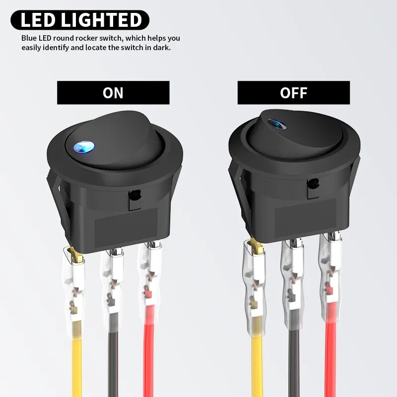 Interrupteur à bascule rond à 3 broches DaierTek 12 V 4 pièces