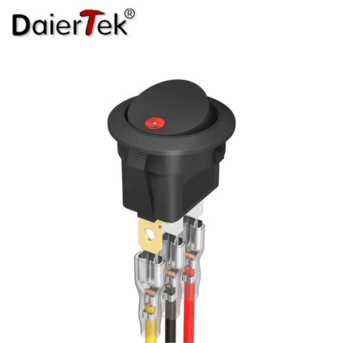 Interrupteur à bascule rond à 3 broches DaierTek 12 V 4 pièces