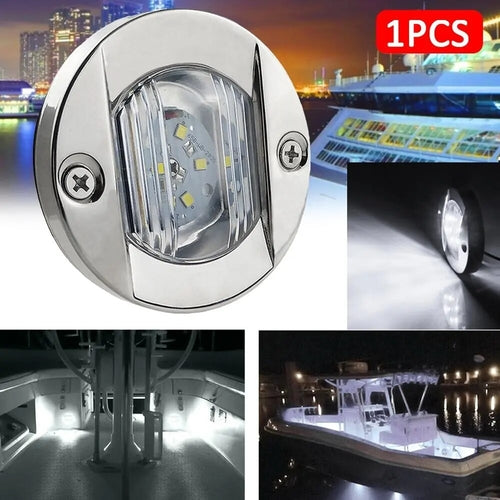 Lot de 4 feux arrière LED ronds pour tableau arrière de bateau, 12 V CC, blanc froid