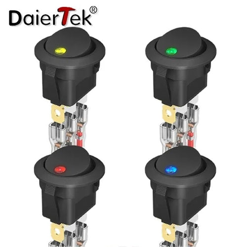 Interrupteur à bascule rond à 3 broches DaierTek 12 V 4 pièces