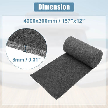 Dimension graphic of the gray boat carpet decking mat measuring 4000x300mm (157 x 12 inch) and 8mm thick
