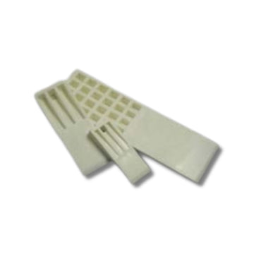 Rigid white HDPE mold release wedges, a long wedge with a ribbed, grid-cell back and a shorter wedge, for breaking cured parts loose from a mold