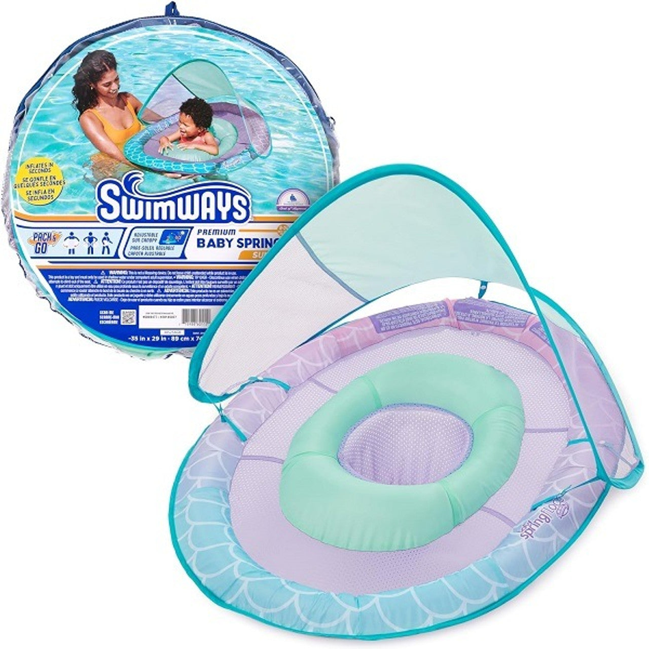 SwimWays Baby Spring Pool Float with Canopy - Mermaid