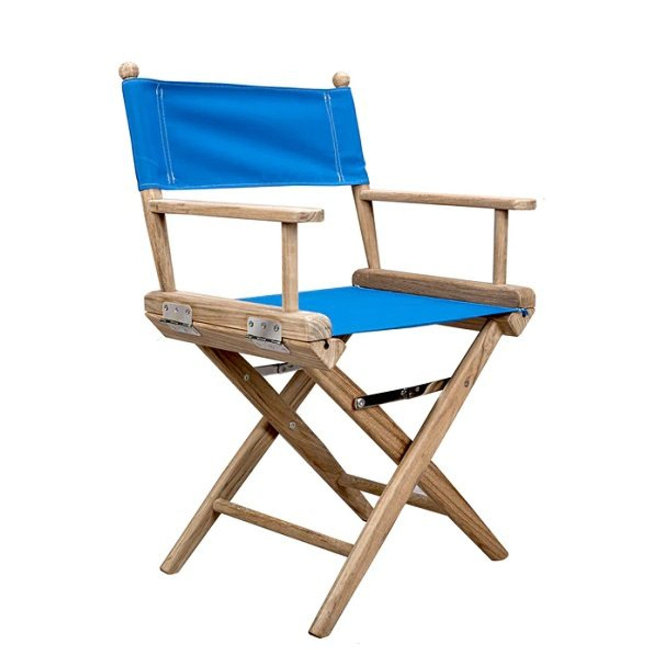 Whitecap Sanded Teak Director's Chair w/ Blue Covers