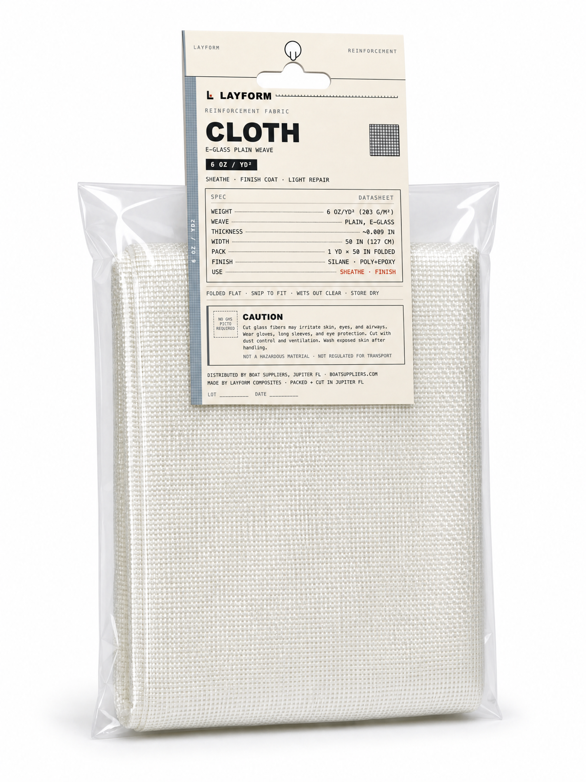 Layform Cloth 6 oz Fiberglass, 3 Yard Pack