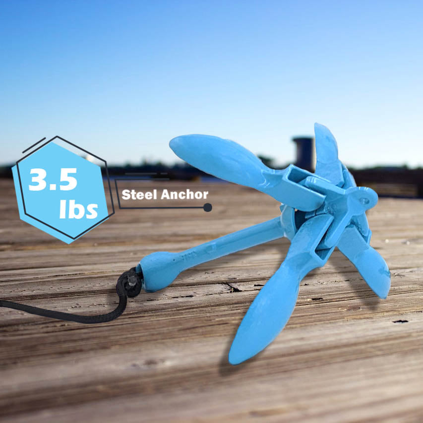 Ancre Arya Life pour kayak et planche à pagaie avec corde de 12 m (0,7 cm d'épaisseur)