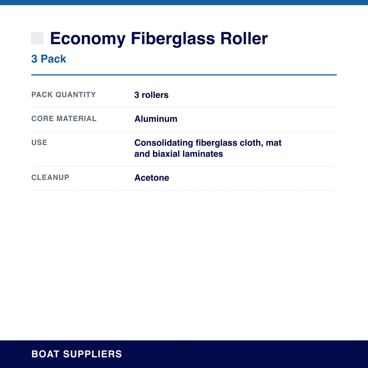 Economy Fiberglass Roller specifications